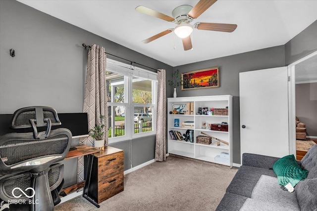 2204 Pamela Dr, Indianapolis, IN 46220 - office with ceiling fan, baseboards, and carpet flooring