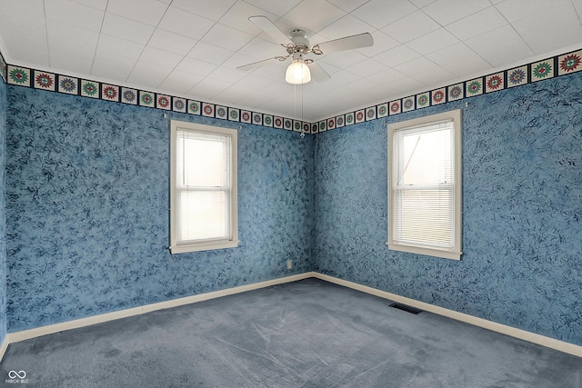 1194 S Faculty Dr, Indianapolis, IN 46241 - empty room featuring visible vents, a wealth of natural light, ceiling fan, and carpet floors