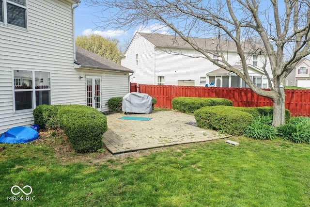 5817 Thompson Park Blvd, Indianapolis, IN 46237 - view of yard with a patio, french doors, and fence