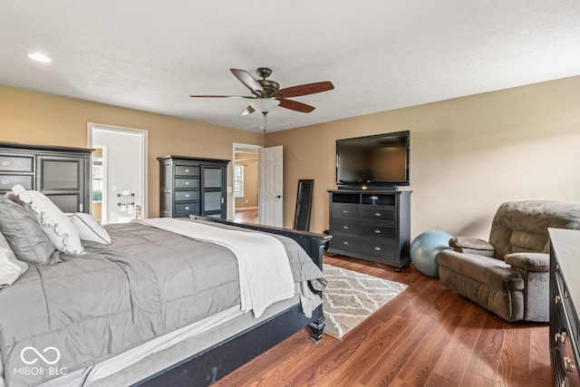 5817 Thompson Park Blvd, Indianapolis, IN 46237 - bedroom featuring dark wood-type flooring and ceiling fan
