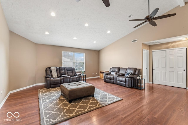 5817 Thompson Park Blvd, Indianapolis, IN 46237 - living room featuring wood finished floors, a ceiling fan, visible vents, and recessed lighting