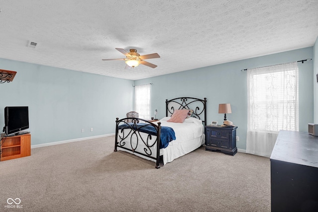 1280 Summer Ridge Ln, Brownsburg, IN 46112 - bedroom with carpet, a ceiling fan, and a textured ceiling