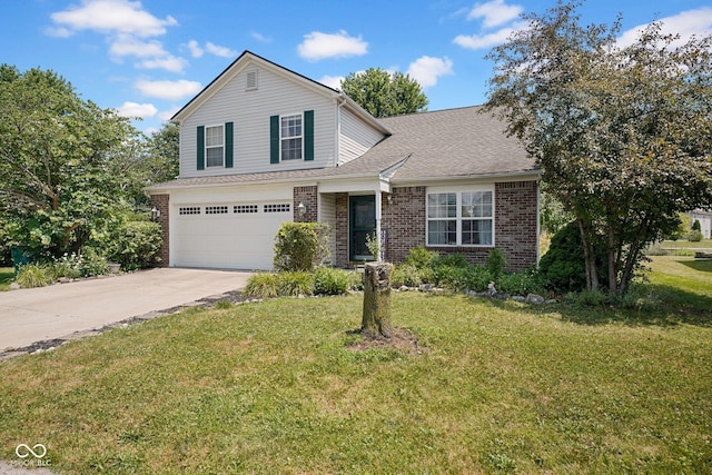 1280 Summer Ridge Ln, Brownsburg, IN 46112 - traditional-style house with concrete driveway, an attached garage, brick siding, and a front yard