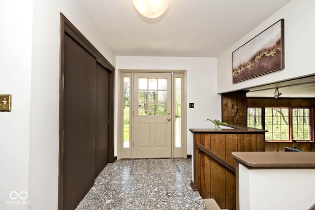 interior space with granite finish floor