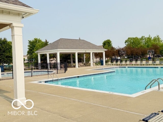 11648 Stickney Ct, Fishers, IN 46037 - community pool with a gazebo and a patio area