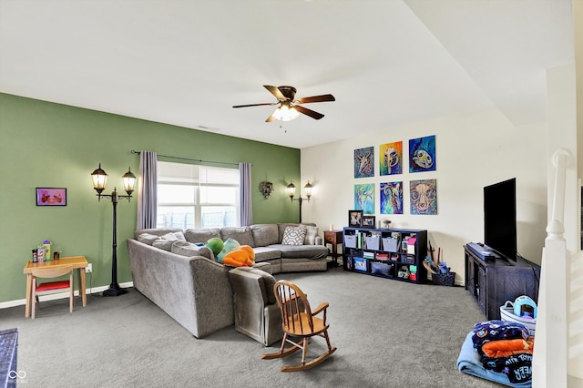 950 Redwood Dr, Franklin, IN 46131 - carpeted living area with ceiling fan