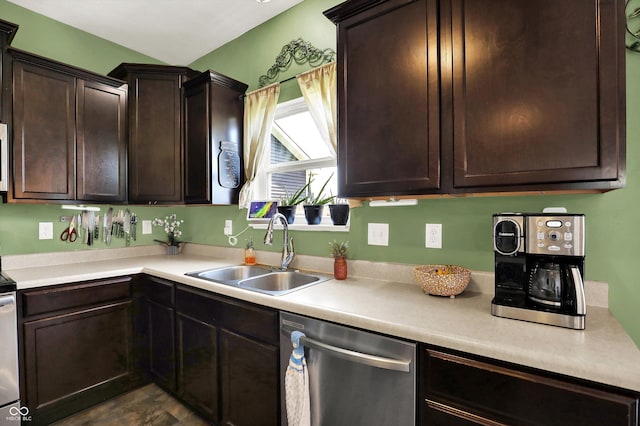 950 Redwood Dr, Franklin, IN 46131 - kitchen featuring appliances with stainless steel finishes, dark brown cabinets, and light countertops
