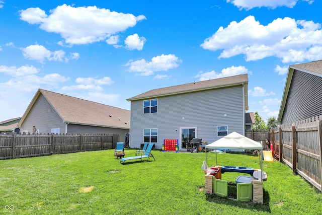 950 Redwood Dr, Franklin, IN 46131 - back of property with a gazebo and a fenced backyard