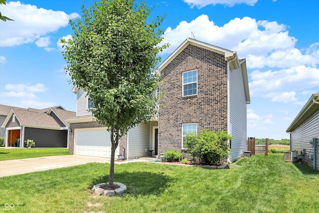 950 Redwood Dr, Franklin, IN 46131 - traditional home with brick siding, a garage, concrete driveway, and a front yard