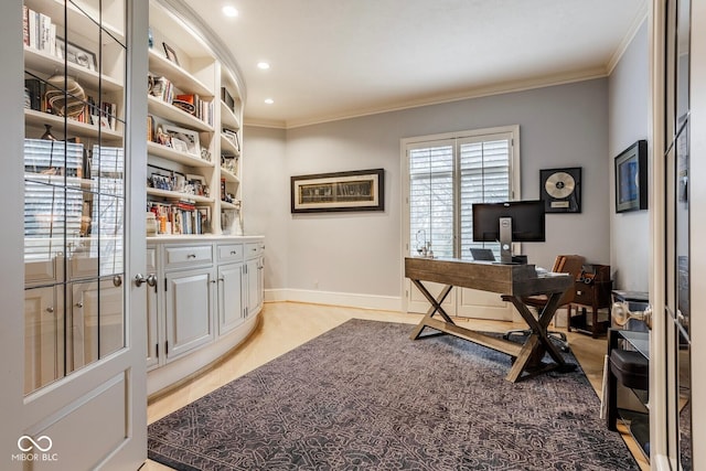 290 Breakwater Dr, Fishers, IN 46037 - office with ornamental molding, recessed lighting, and baseboards