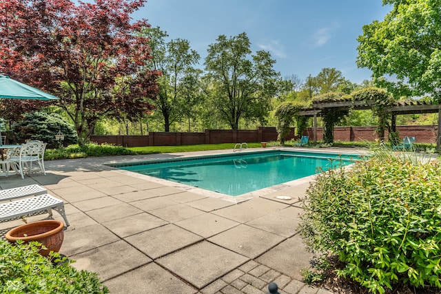 290 Breakwater Dr, Fishers, IN 46037 - view of pool featuring a pergola, a patio area, a fenced backyard, and view of scattered trees