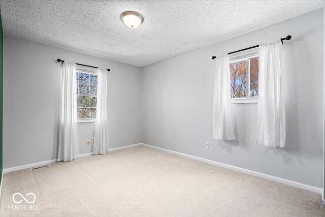 315 Heritage Ct, Fishers, IN 46038 - unfurnished room featuring a textured ceiling, baseboards, visible vents, and light colored carpet