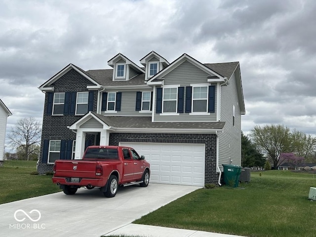 1573 Vera Blvd, Danville, IN 46122 - view of front of property with an attached garage, driveway, a front yard, and brick siding