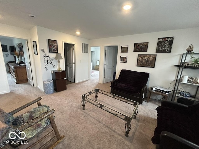 1573 Vera Blvd, Danville, IN 46122 - living room featuring carpet flooring, baseboards, visible vents, and recessed lighting
