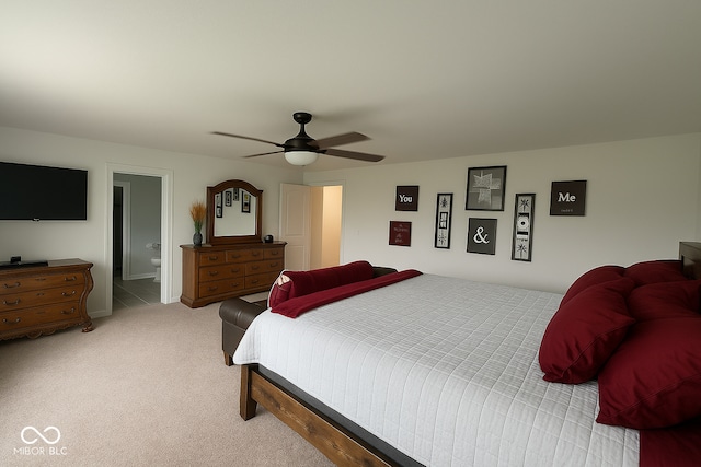 1573 Vera Blvd, Danville, IN 46122 - bedroom featuring light colored carpet, ceiling fan, and ensuite bath