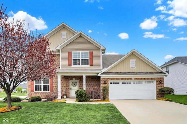 16758 Bingham Dr, Westfield, IN 46074 - view of front of home featuring brick siding, a front lawn, a garage, and concrete driveway