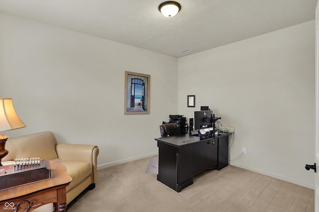 16758 Bingham Dr, Westfield, IN 46074 - office area featuring visible vents, baseboards, and light carpet