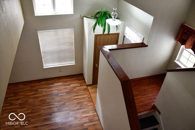 607 Deer Trail Dr, Indianapolis, IN 46217 - stairs with wood finished floors