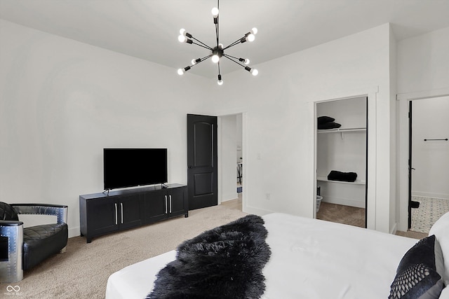 1818 Orleans St, Indianapolis, IN 46203 - bedroom featuring baseboards, a notable chandelier, and light carpet