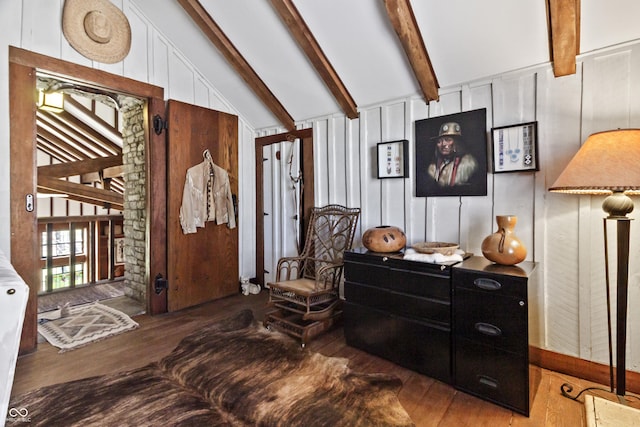2790 W 50th St, Marion, IN 46953 - foyer featuring lofted ceiling with beams and wood finished floors