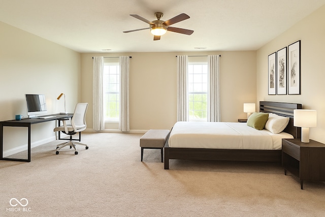 3724 Jonathan Rdg, Columbus, IN 47201 - bedroom featuring multiple windows, carpet floors, an office area, and ceiling fan