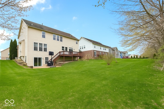 3724 Jonathan Rdg, Columbus, IN 47201 - rear view of house with a yard, stairs, and a deck
