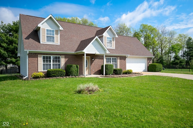 4786 N Mill Ct, Greenfield, IN 46140 - cape cod house with brick siding, driveway, a garage, and roof with shingles