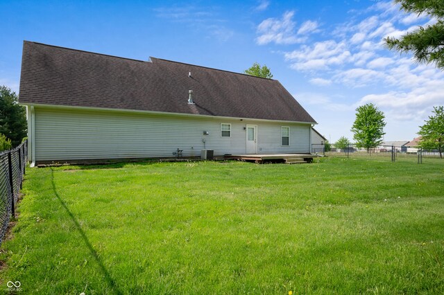 4786 N Mill Ct, Greenfield, IN 46140 - back of property featuring a deck and a shingled roof