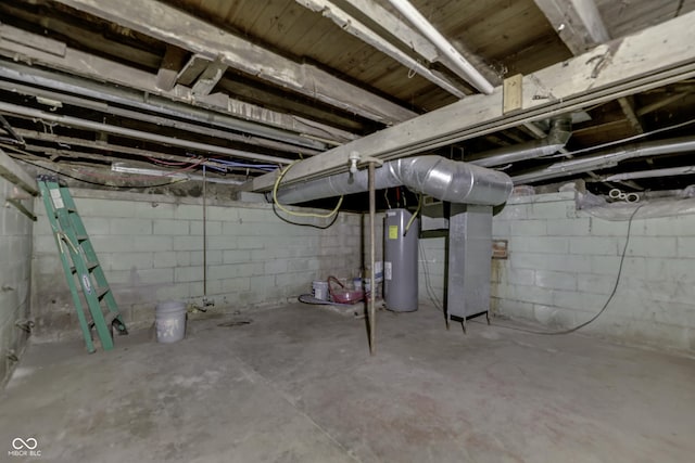 unfinished below grade area with water heater