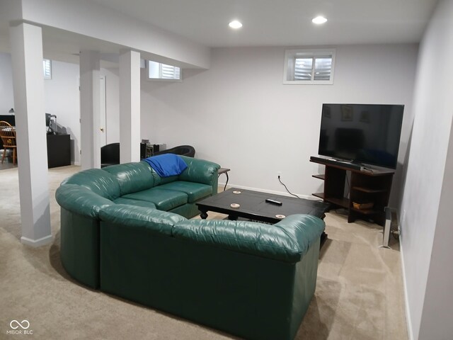5983 Clearview Dr, Carmel, IN 46033 - living room featuring recessed lighting, plenty of natural light, and light carpet