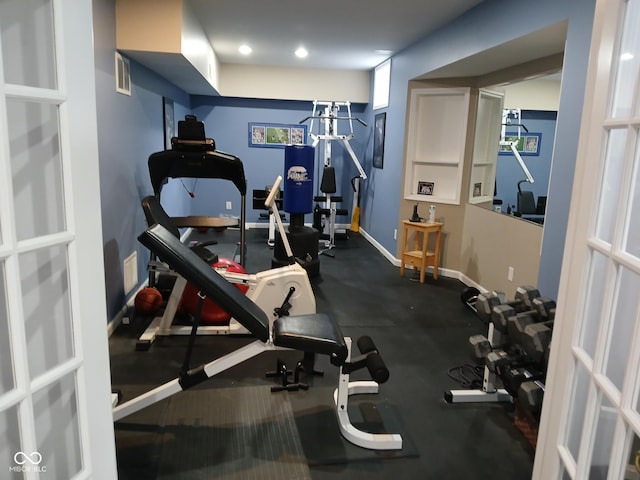 5983 Clearview Dr, Carmel, IN 46033 - workout area with visible vents and baseboards