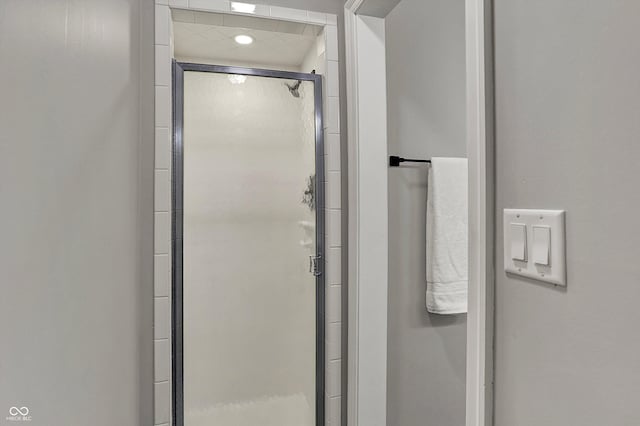 interior space with a shower stall