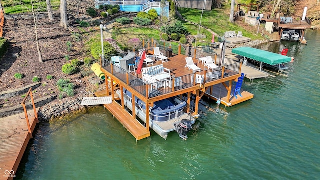 7003 Eagle Dr, Nineveh, IN 46164 - dock area with boat lift and a deck with water view