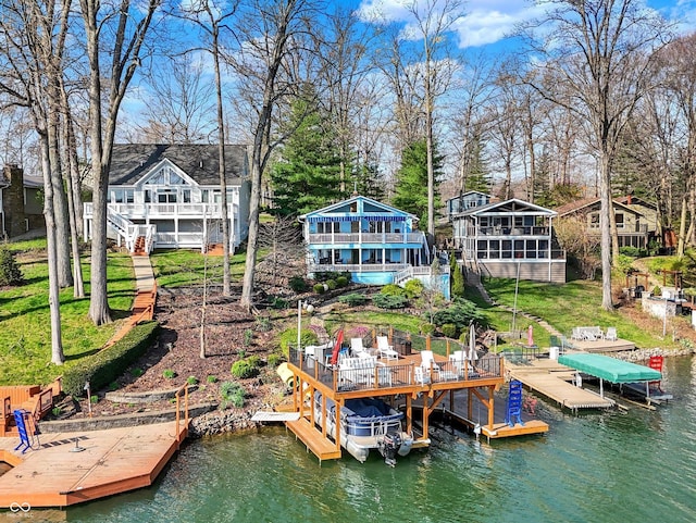 7003 Eagle Dr, Nineveh, IN 46164 - dock featuring boat lift and a deck with water view
