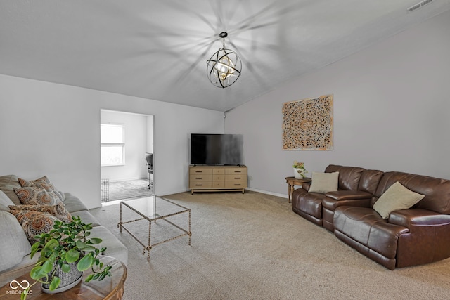 4323 Stubbington Ln, Indianapolis, IN 46239 - carpeted living area with vaulted ceiling and baseboards