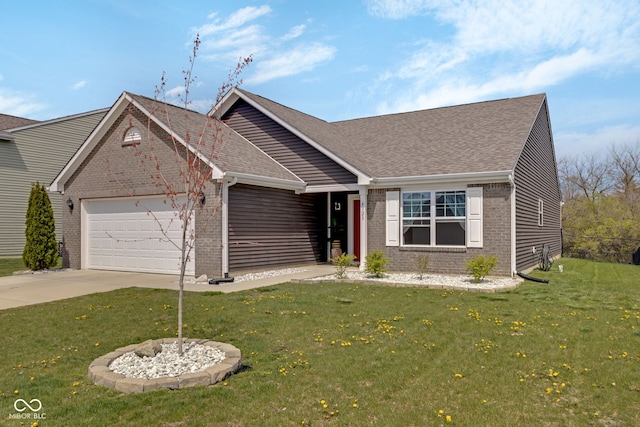 4323 Stubbington Ln, Indianapolis, IN 46239 - view of front of property featuring brick siding, an attached garage, driveway, and a shingled roof