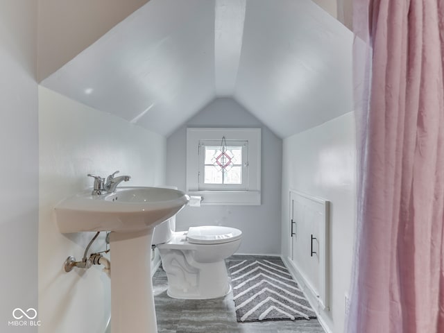 57 Worman St, Indianapolis, IN 46227 - bathroom with vaulted ceiling and toilet