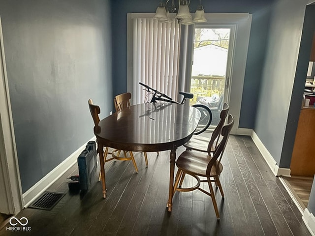 801 N Denny St, Indianapolis, IN 46201 - dining space featuring wood finished floors, visible vents, and baseboards