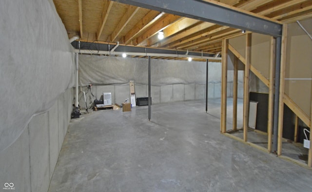 view of unfinished basement