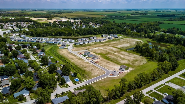 birds eye view of property featuring a water view and a residential view