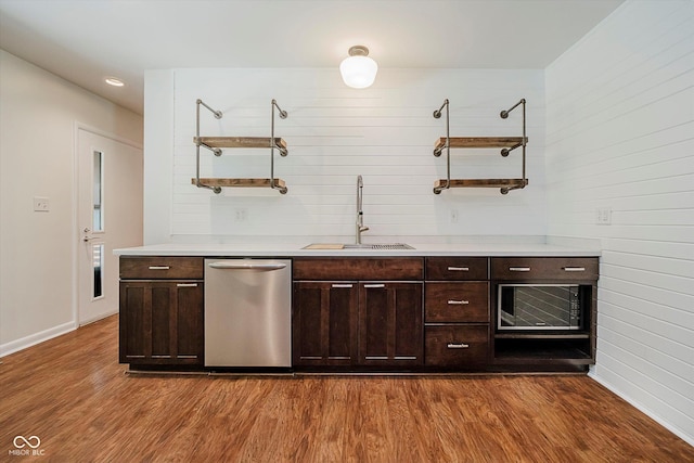 701 Hawthorn Rd, New Castle, IN 47362 - bar area with dishwasher, dark wood-style floors, and recessed lighting