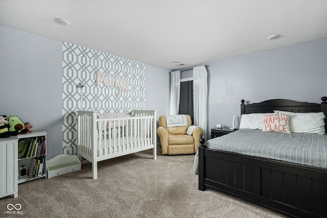 bedroom featuring carpet