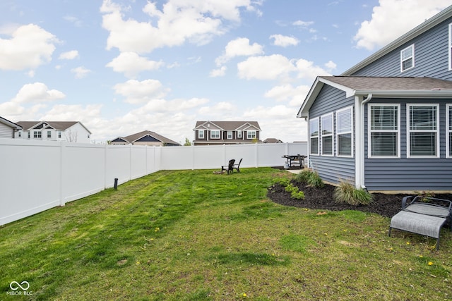view of yard featuring a fenced backyard