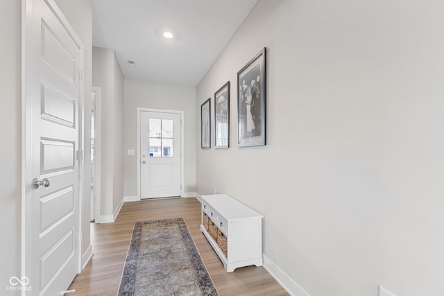 8673 Laurelton Pl, Brownsburg, IN 46112 - doorway to outside featuring light wood-style flooring and baseboards