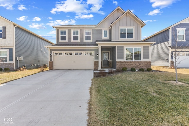 8673 Laurelton Pl, Brownsburg, IN 46112 - craftsman-style home featuring an attached garage, brick siding, board and batten siding, and driveway