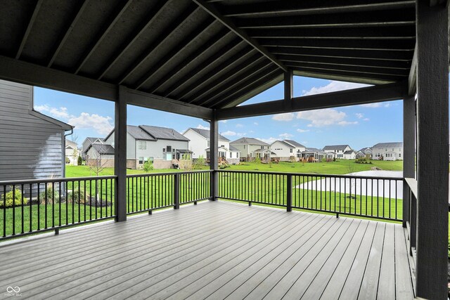 132 Oakhurst Way, Westfield, IN 46074 - wooden deck featuring a water view, a yard, and a residential view