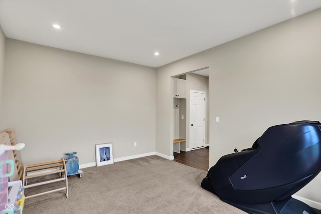 132 Oakhurst Way, Westfield, IN 46074 - sitting room with recessed lighting, baseboards, and carpet