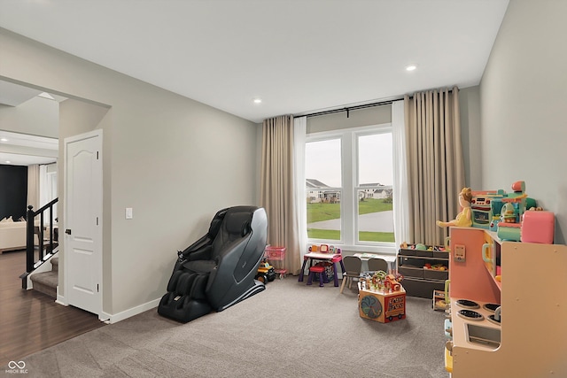 132 Oakhurst Way, Westfield, IN 46074 - game room with carpet floors, recessed lighting, and baseboards