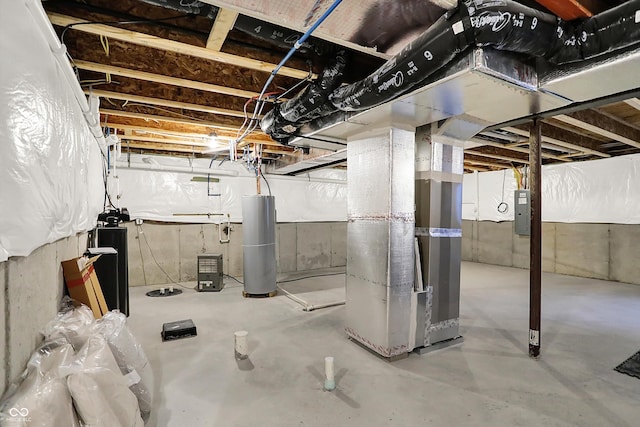 132 Oakhurst Way, Westfield, IN 46074 - unfinished basement featuring heating unit and water heater