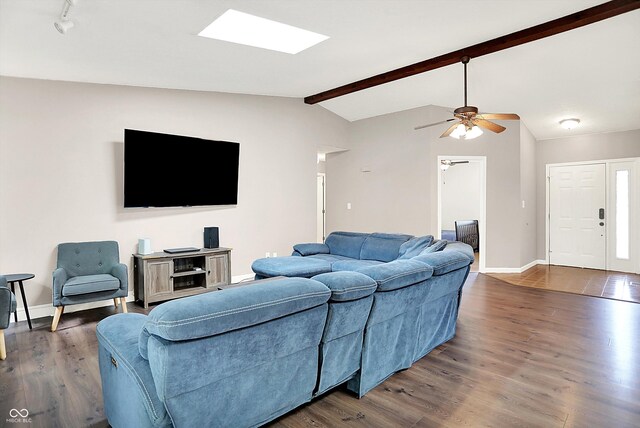 1697 Stacy Lynn Dr, Indianapolis, IN 46231 - living area featuring dark wood-style floors, baseboards, and a ceiling fan